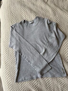 Calvin Klein Gray Long Sleeve Crewneck Top